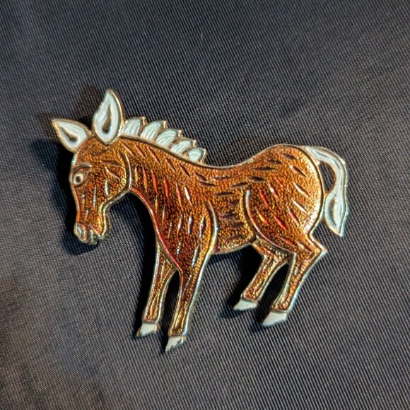 Vintage Warner Enamel Donkey Pin Brooch Animal Jewelry Gold-Tone - Picture 4 of 7